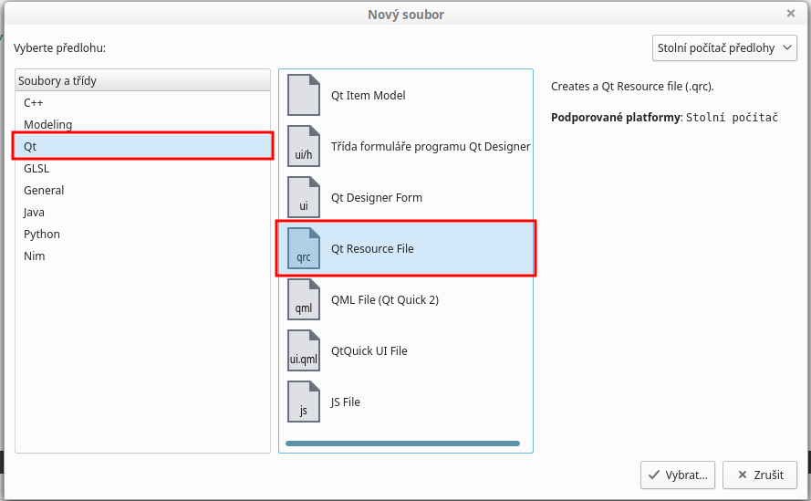 Nový Qt Resource File - Qt - Okenné / formulárové aplikácie v C ++