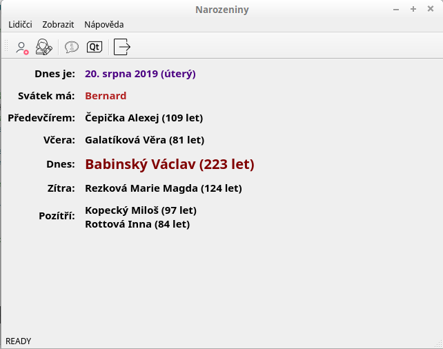 Výsledok okná s výsledkami hľadania osôb