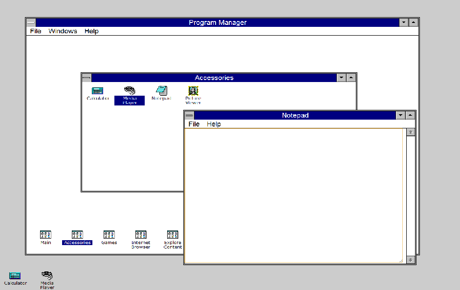 Windows 3.1 na emulátora - História Windows