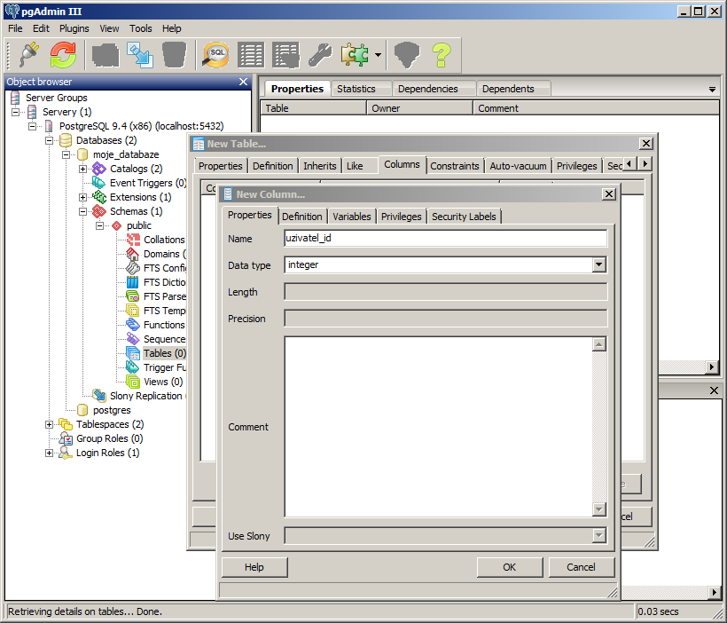 Typ stĺpca v pgAdmin - PostgreSQL databázy krok za krokom