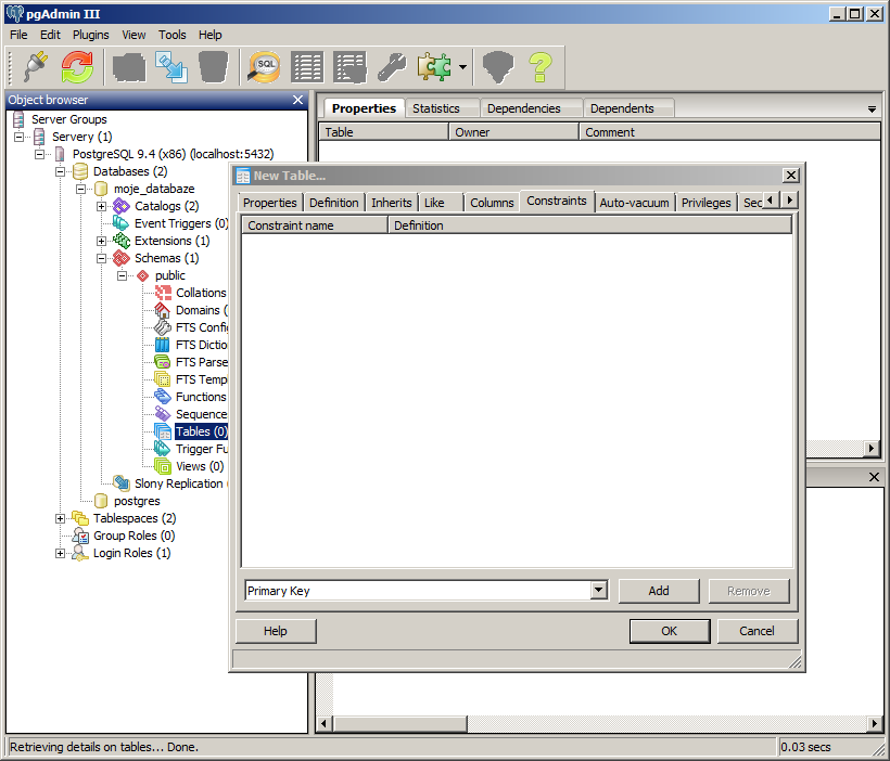 Constraints v pgAdmin - PostgreSQL databázy krok za krokom