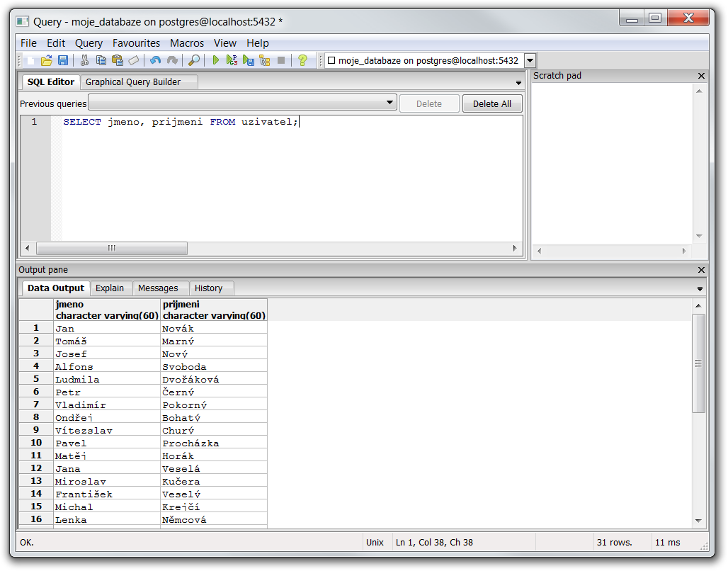 Výber určitých stĺpcov v PostgreSQL - PostgreSQL databázy krok za krokom