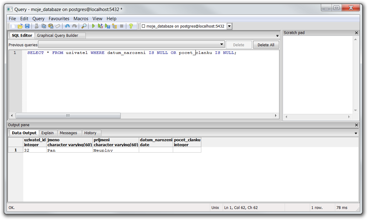 Vyhľadávanie podľa NULL v PostgreSQL - PostgreSQL databázy krok za krokom