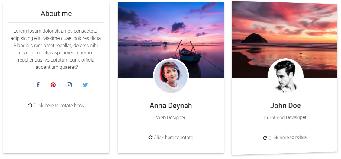 Flipping cards z material design v Bootstrape - Responzívny webdesign