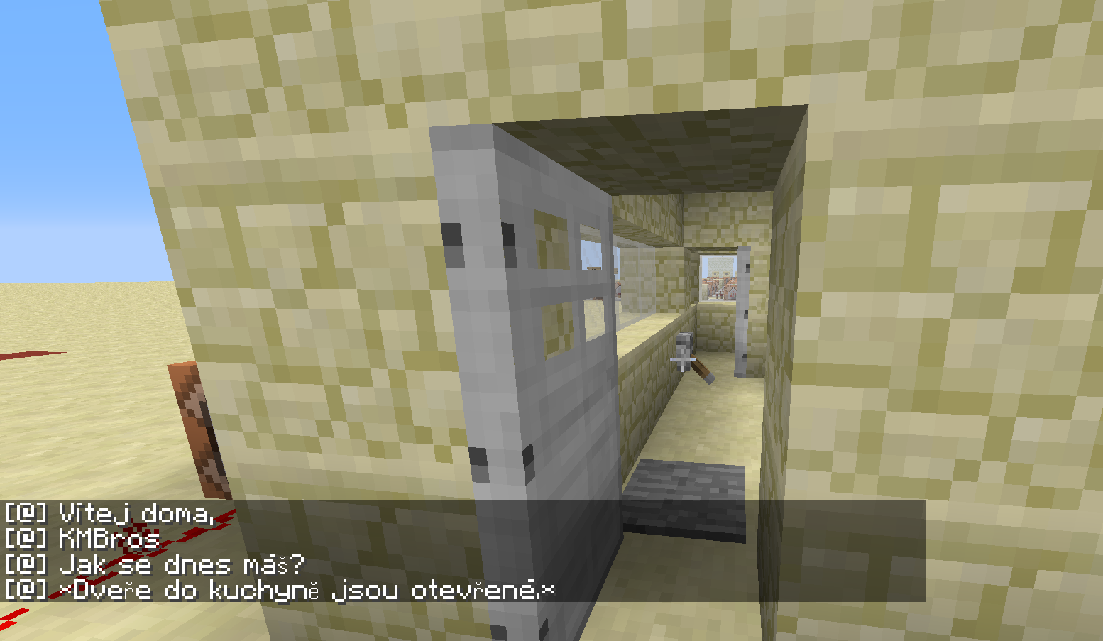 Minecraft – Pri vstupe do domu sa nám ukáže správa - Programovanie v Minecraftu