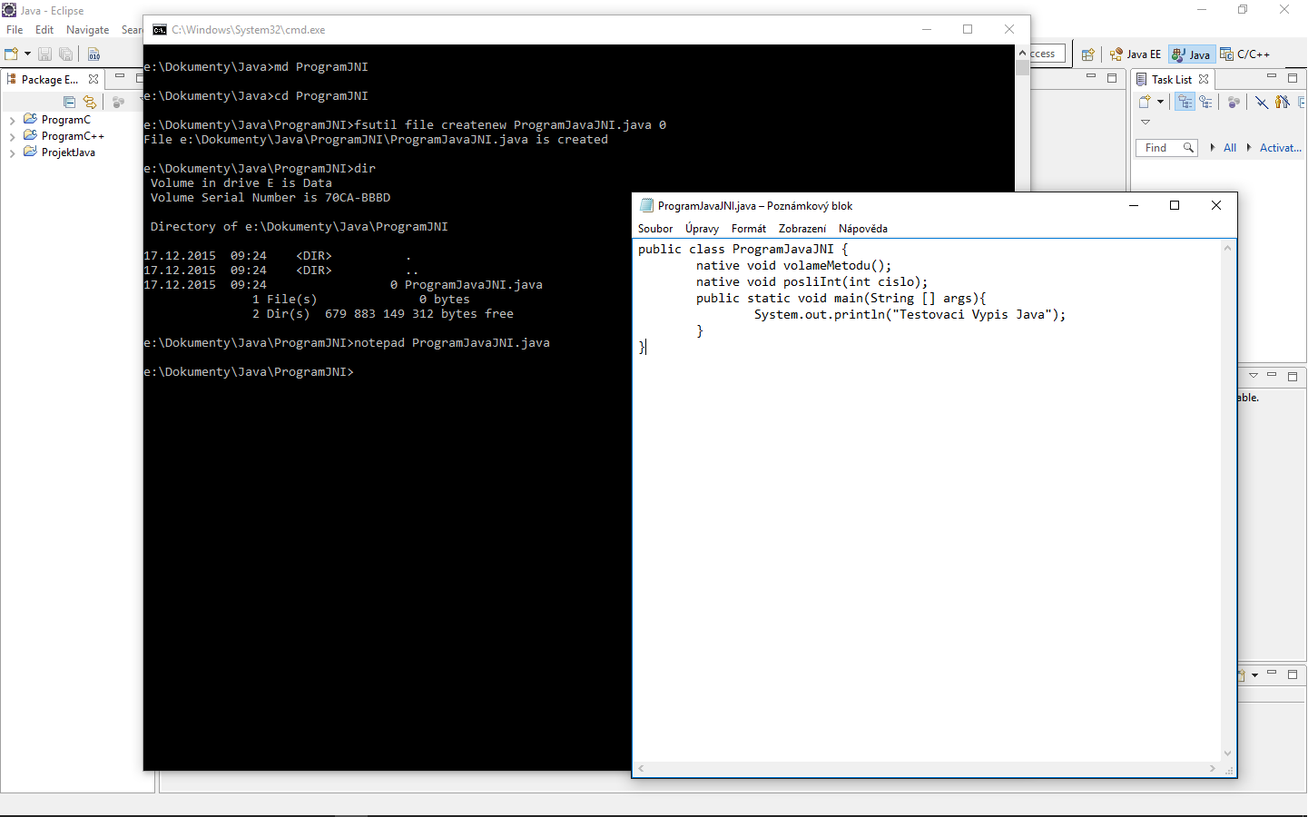Vytvoríme Java triedu - JNI - Java Native Interface