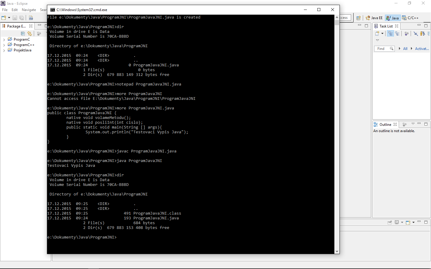 Skompilujeme Java program - JNI - Java Native Interface