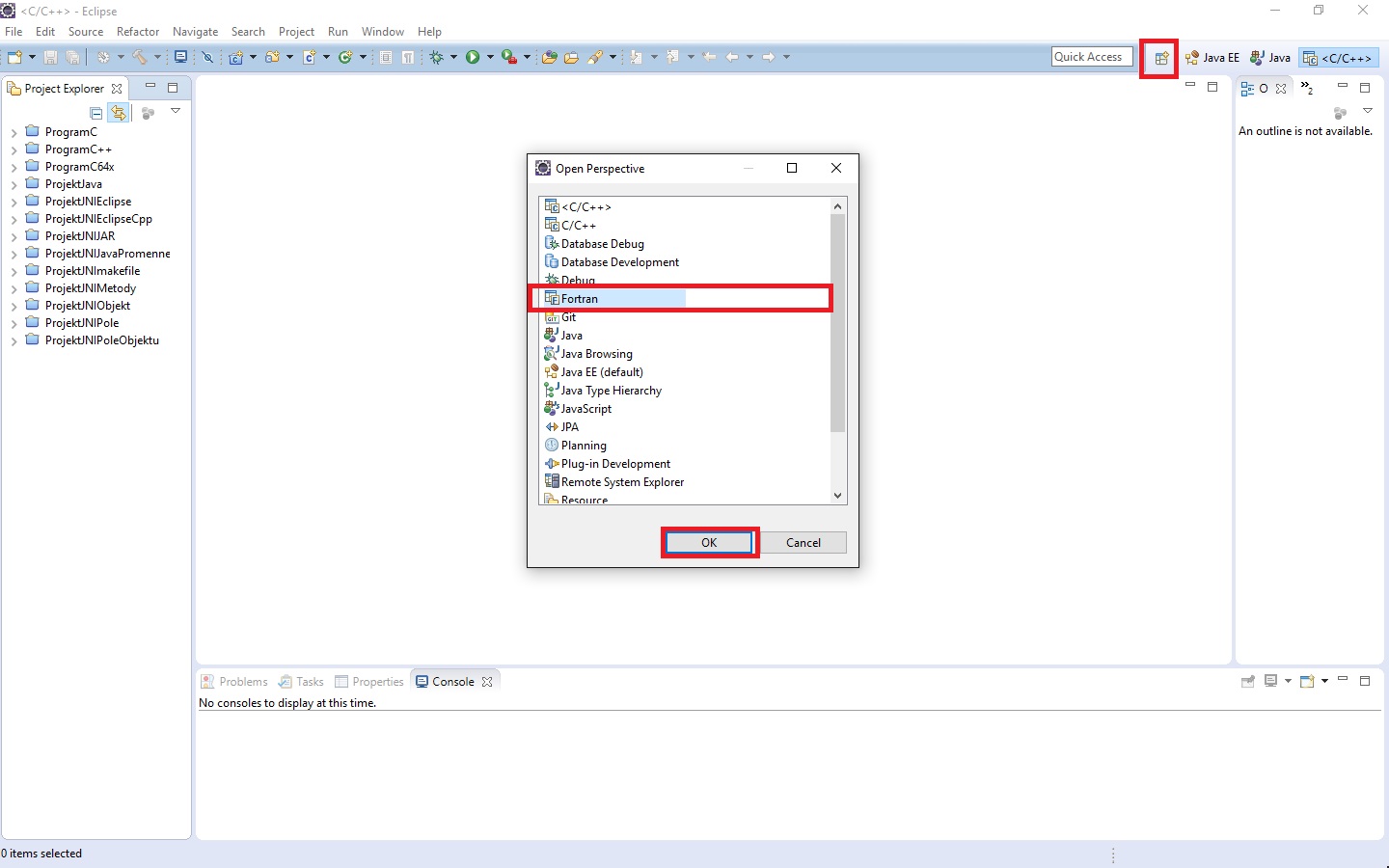 Nastavenie perspektívy Eclipse pre Fortran - Ďalšie vývojové nástroje pre tvorbu aplikácií