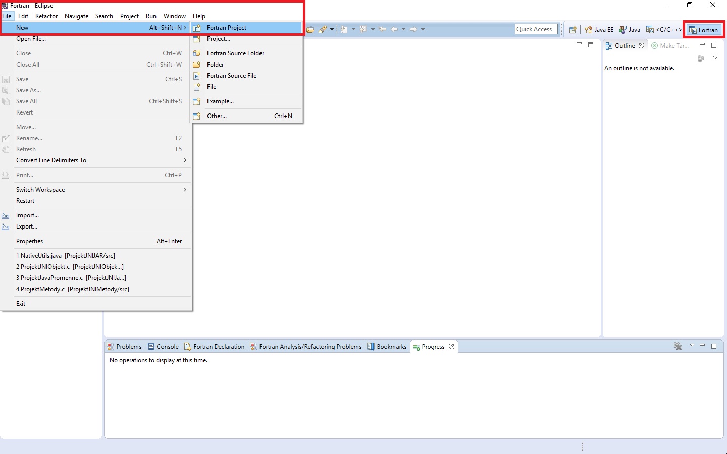Vytvorenie nového Fortran projektu - Ďalšie vývojové nástroje pre tvorbu aplikácií