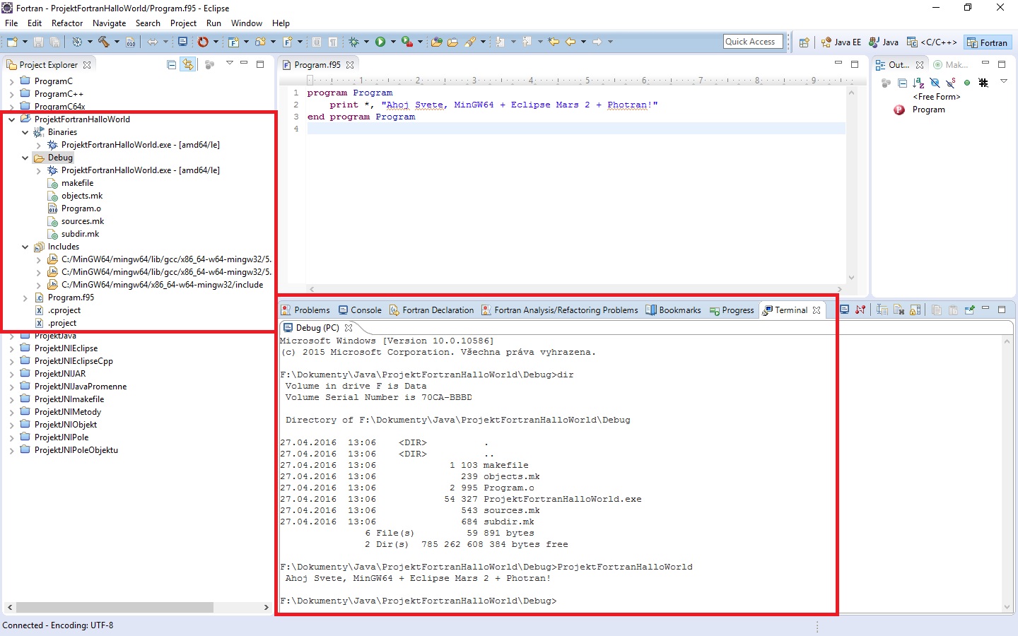 Test konzolové aplikácie vo FORTRAN - Ďalšie vývojové nástroje pre tvorbu aplikácií