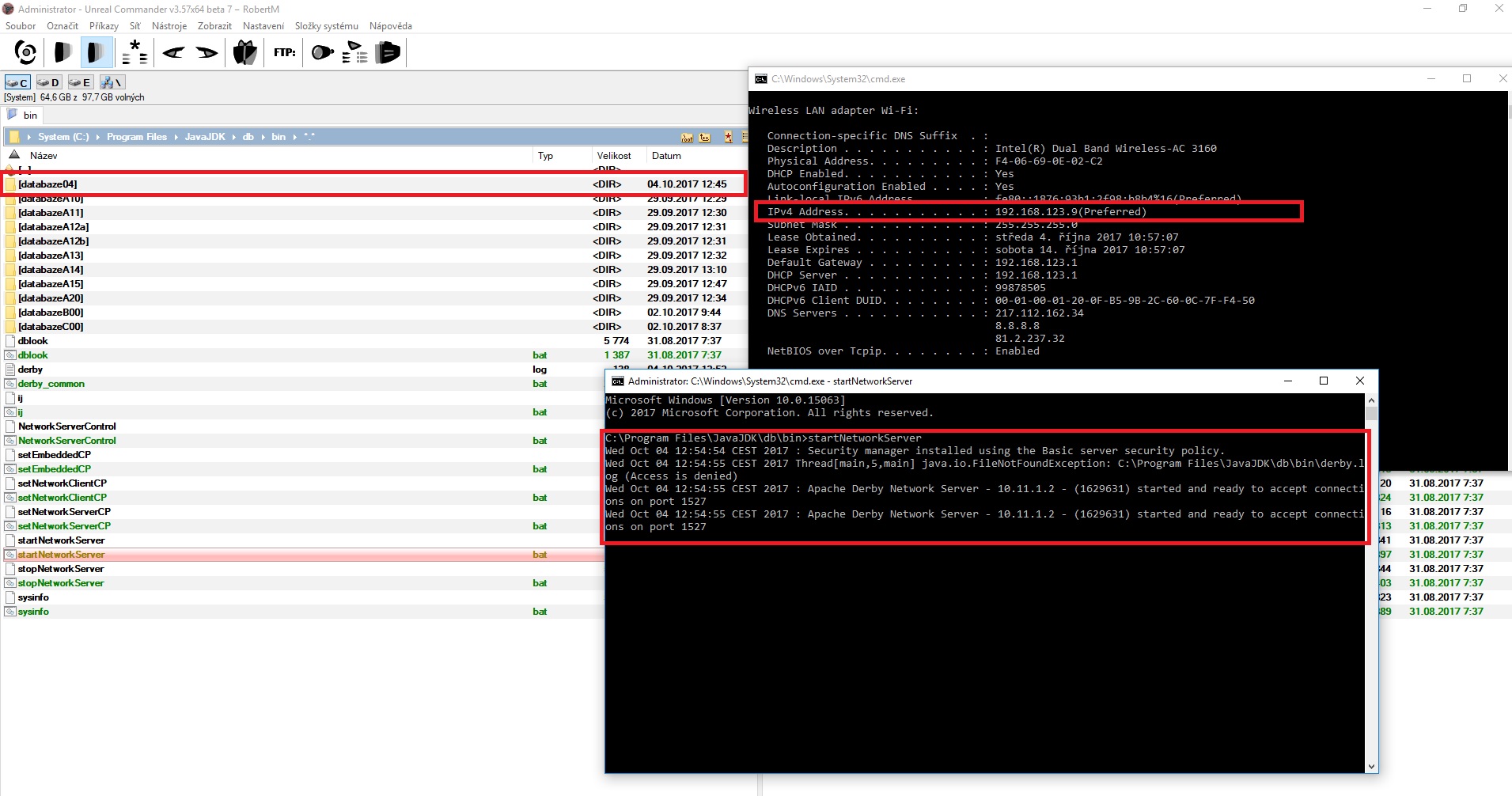 Štart Derby DB po sieti - DerbyDb