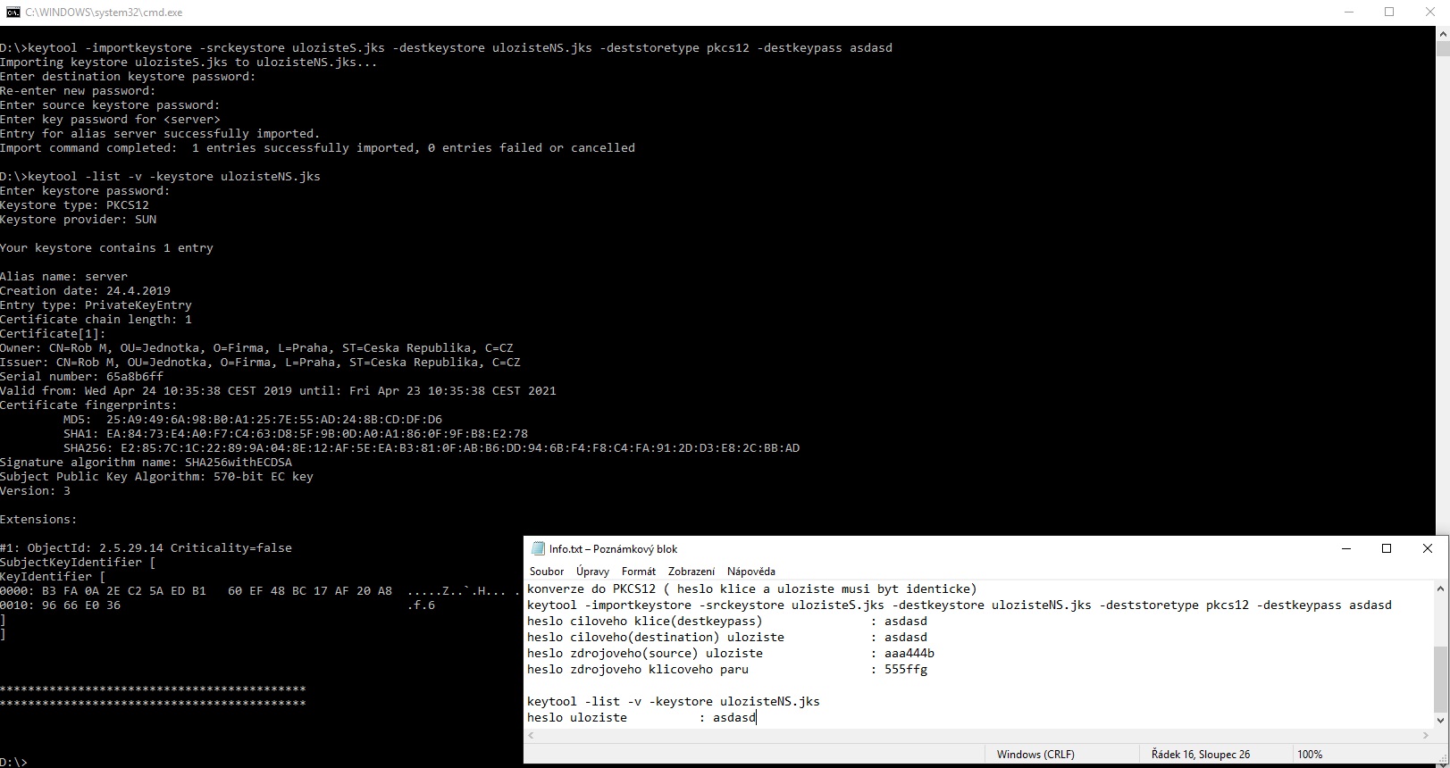 Konverzia JKS do PKCS12 - DerbyDb