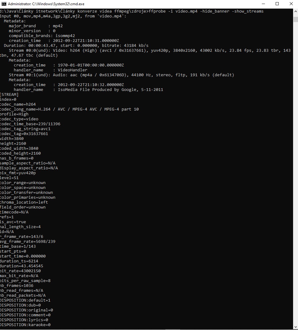 vlastnosti - Úprava audio a video súborov pomocou frameworku FFmpeg