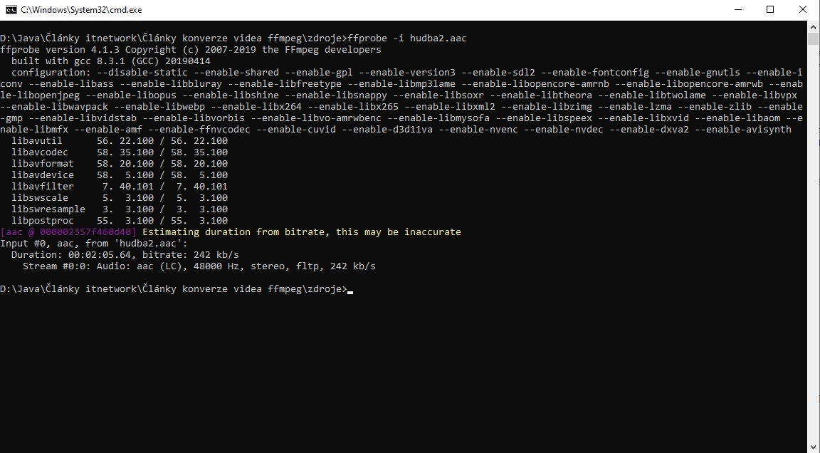 analyza AAC - Úprava audio a video súborov pomocou frameworku FFmpeg