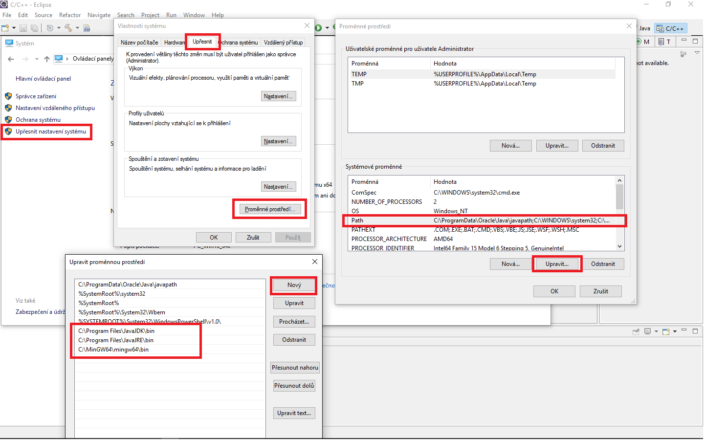 nastaveni PATH - JNI - Java Native Interface