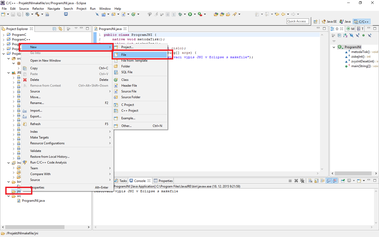Vytvorenie Makefile súboru - JNI - Java Native Interface