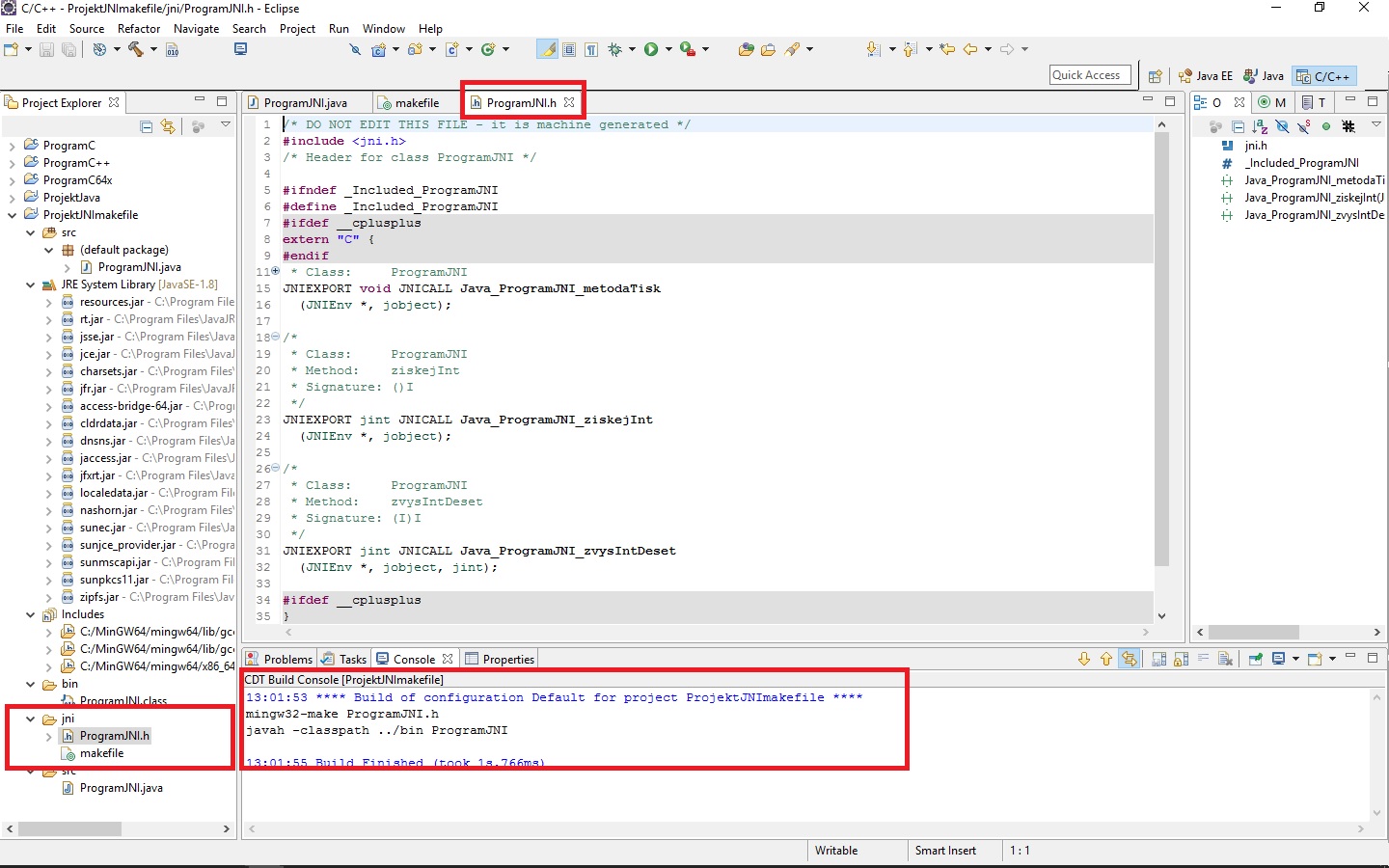 header File - JNI - Java Native Interface