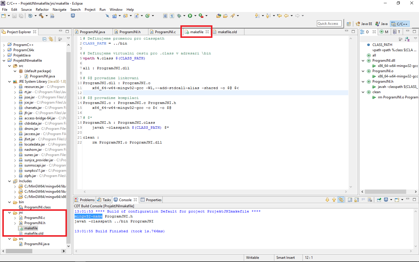 nový Makefile - JNI - Java Native Interface