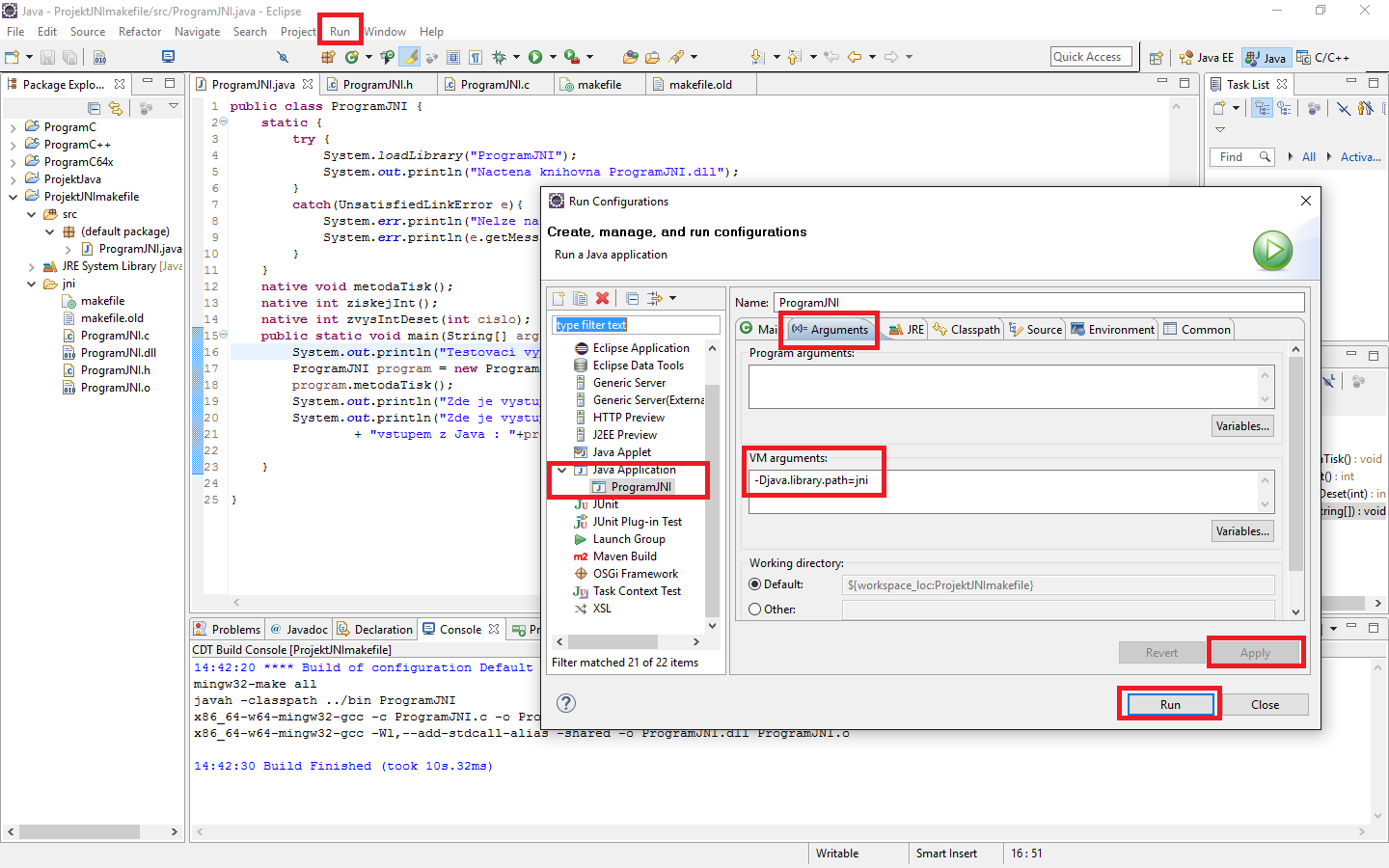 Nastavenie a spustenie JNI aplikácie - JNI - Java Native Interface