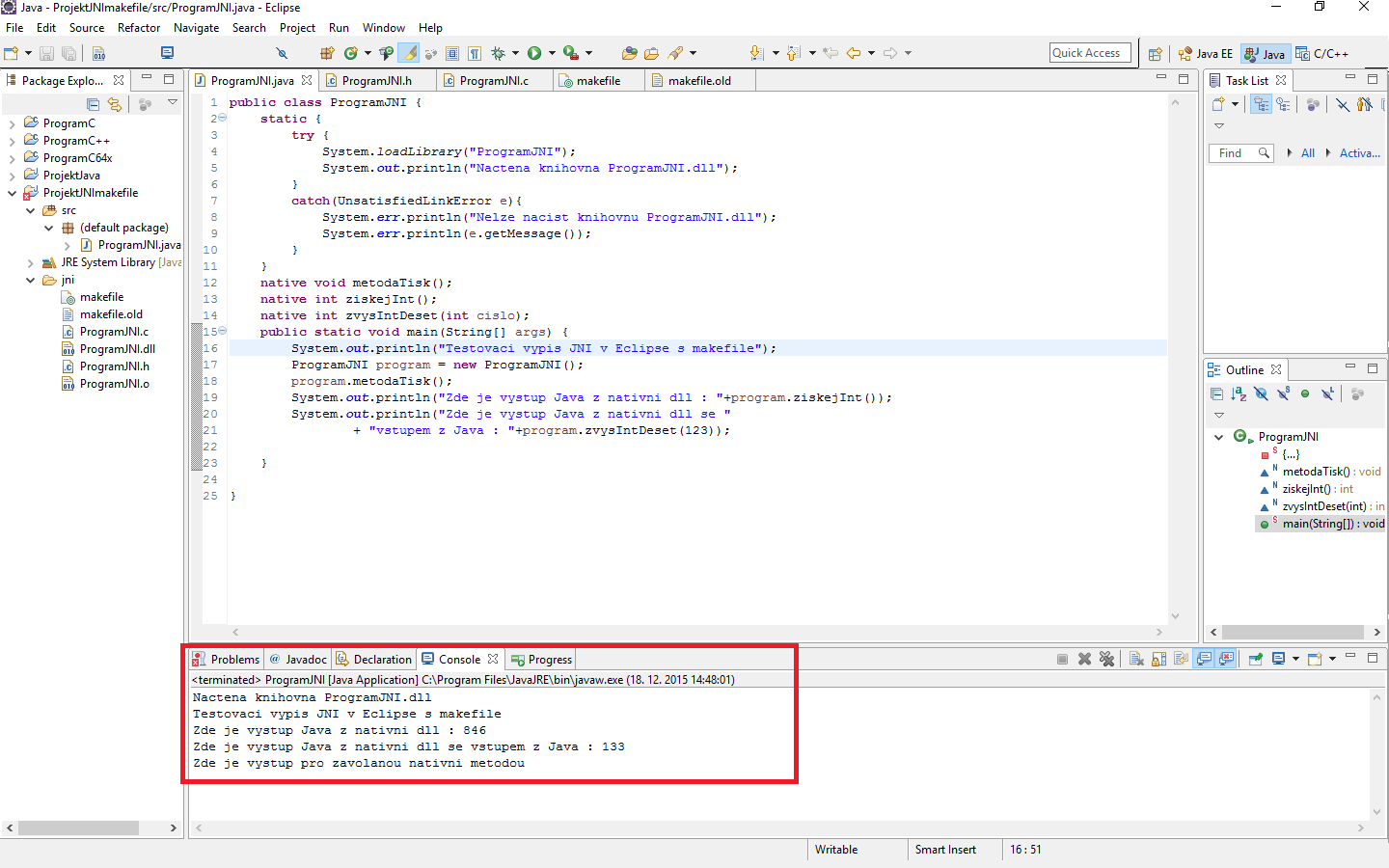 Vystúp Java Native Interface aplikácie v Eclipse - JNI - Java Native Interface