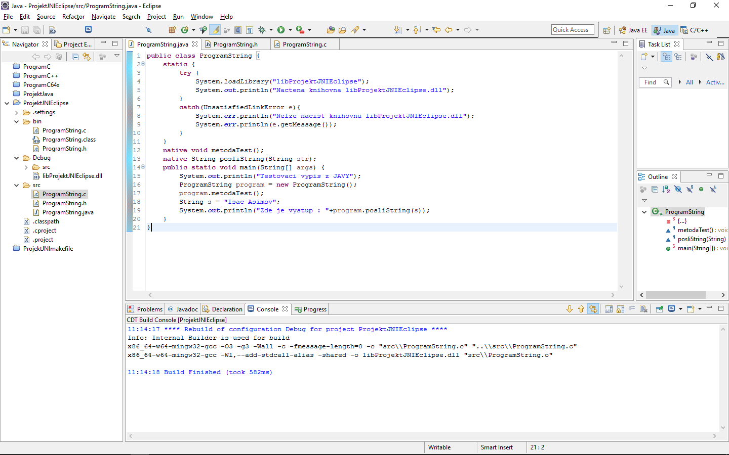 Nastavenie Java triedy pre volanie native metód - JNI - Java Native Interface
