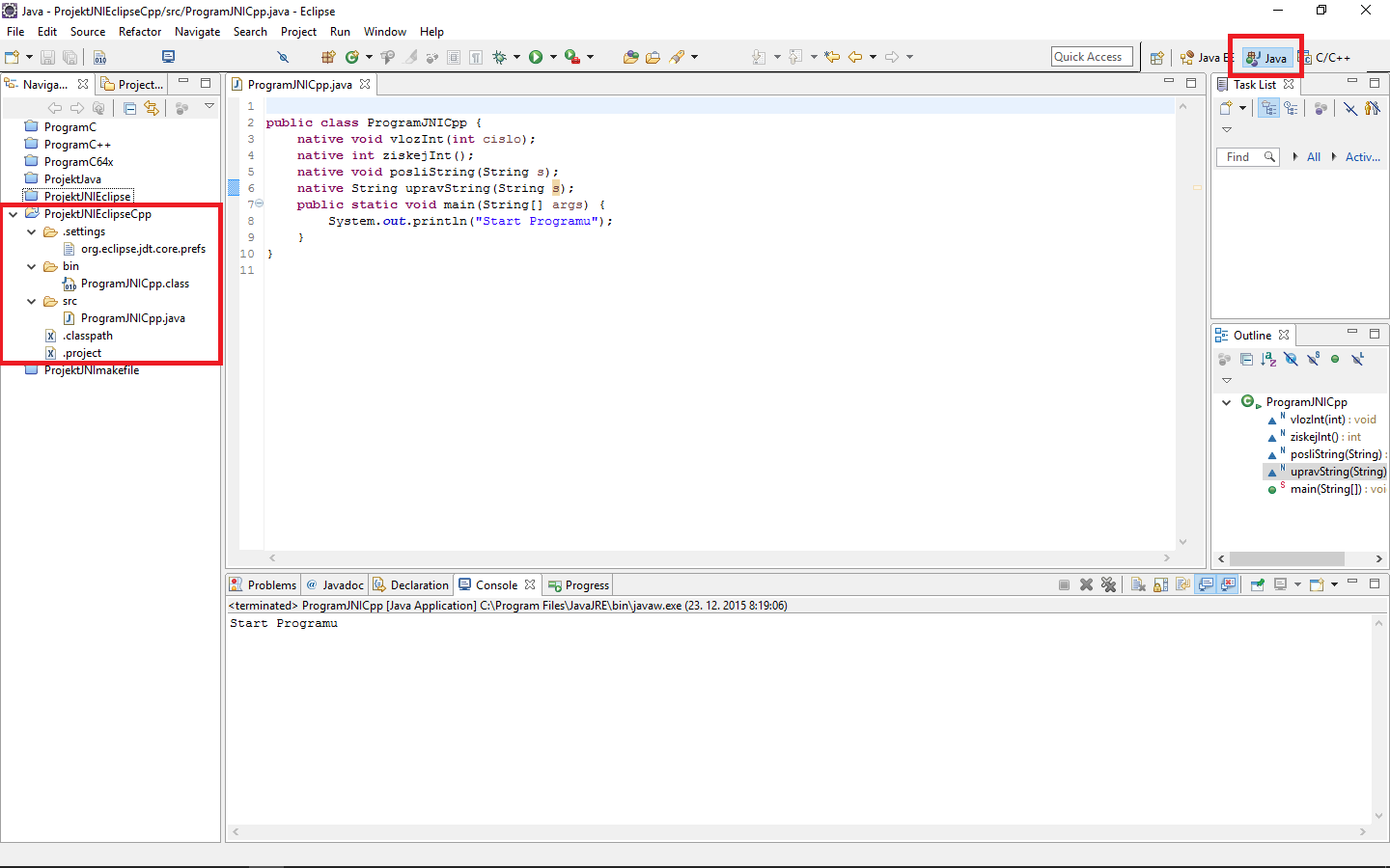 Nastavenie Java projektu - JNI - Java Native Interface