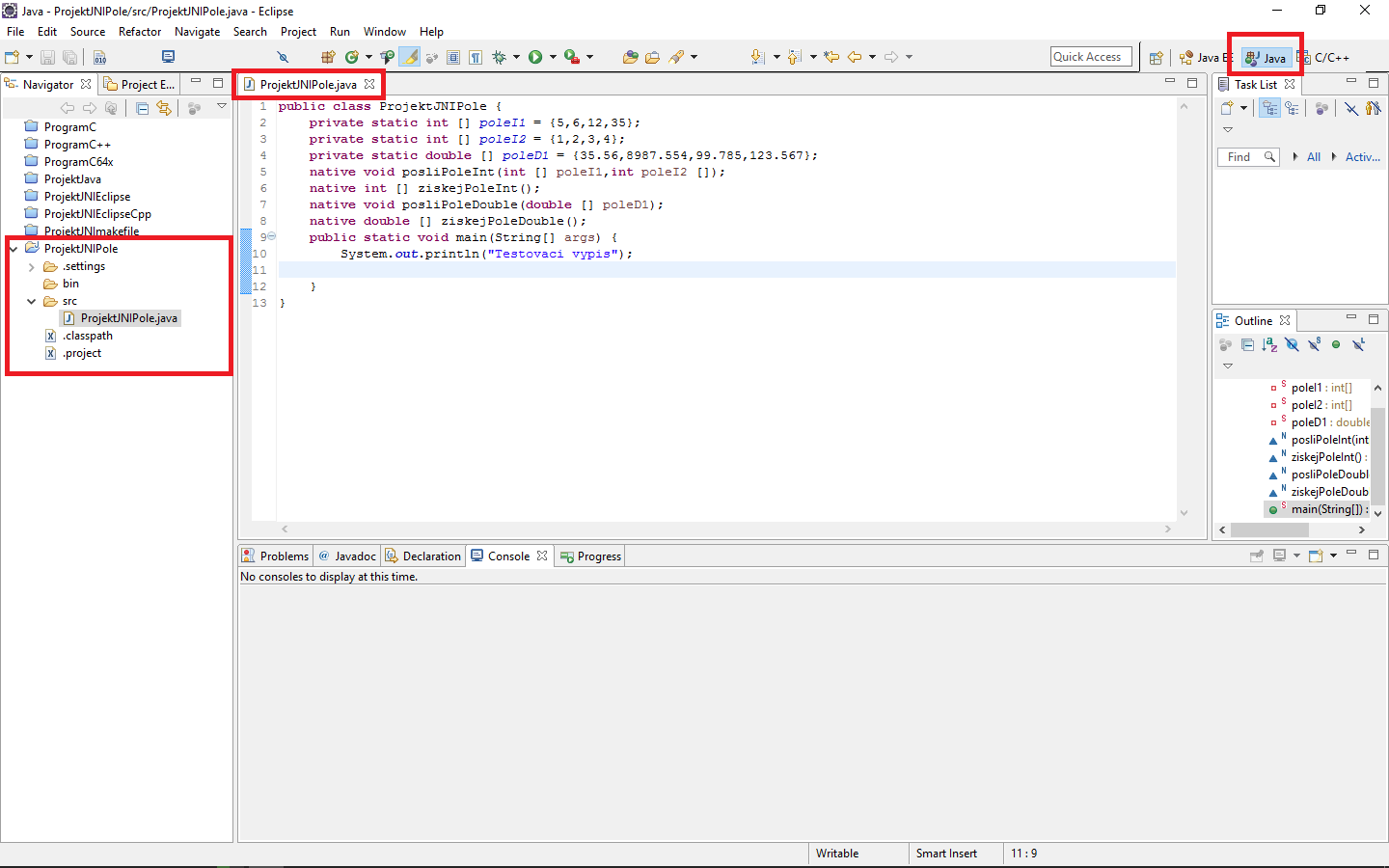 Doma, trieda pre prácu s poľami v JNI - JNI - Java Native Interface