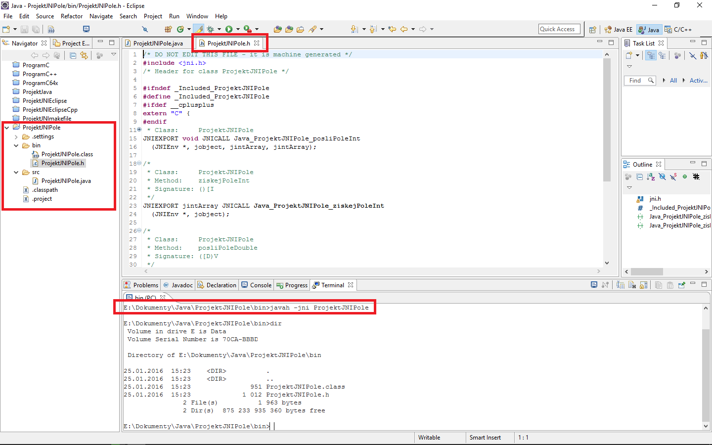 header File - JNI - Java Native Interface