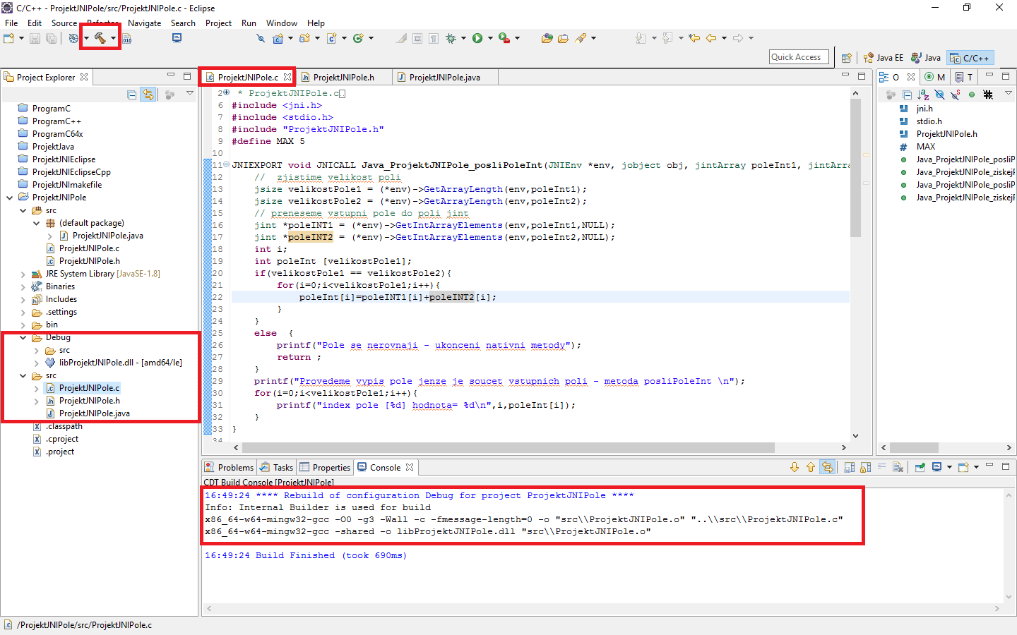 Build natívne knižnice v Jave - JNI - Java Native Interface