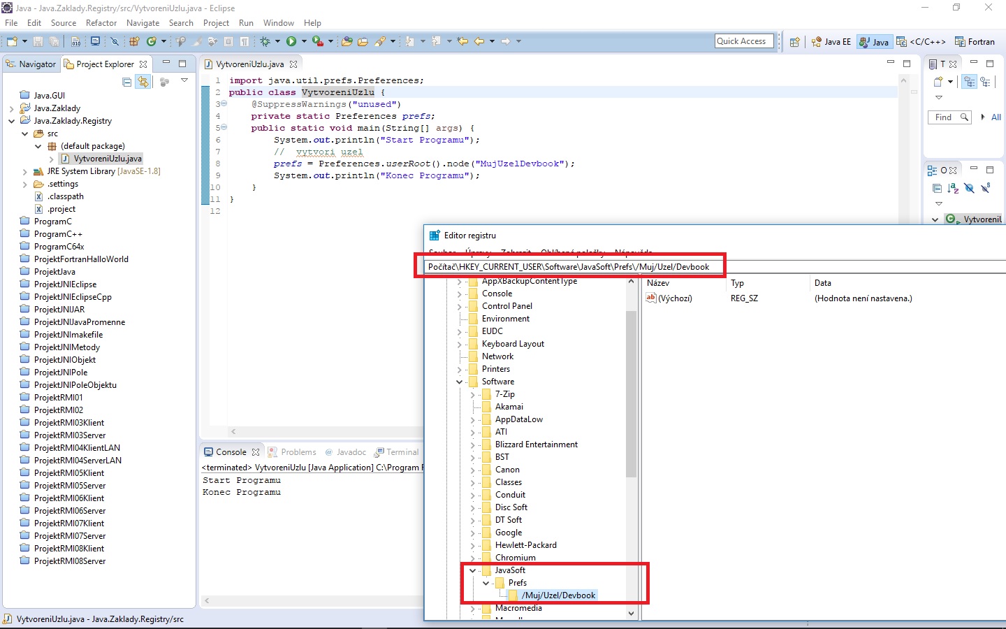 Java Ukladanie / načítanie dátových typov do Windows registra