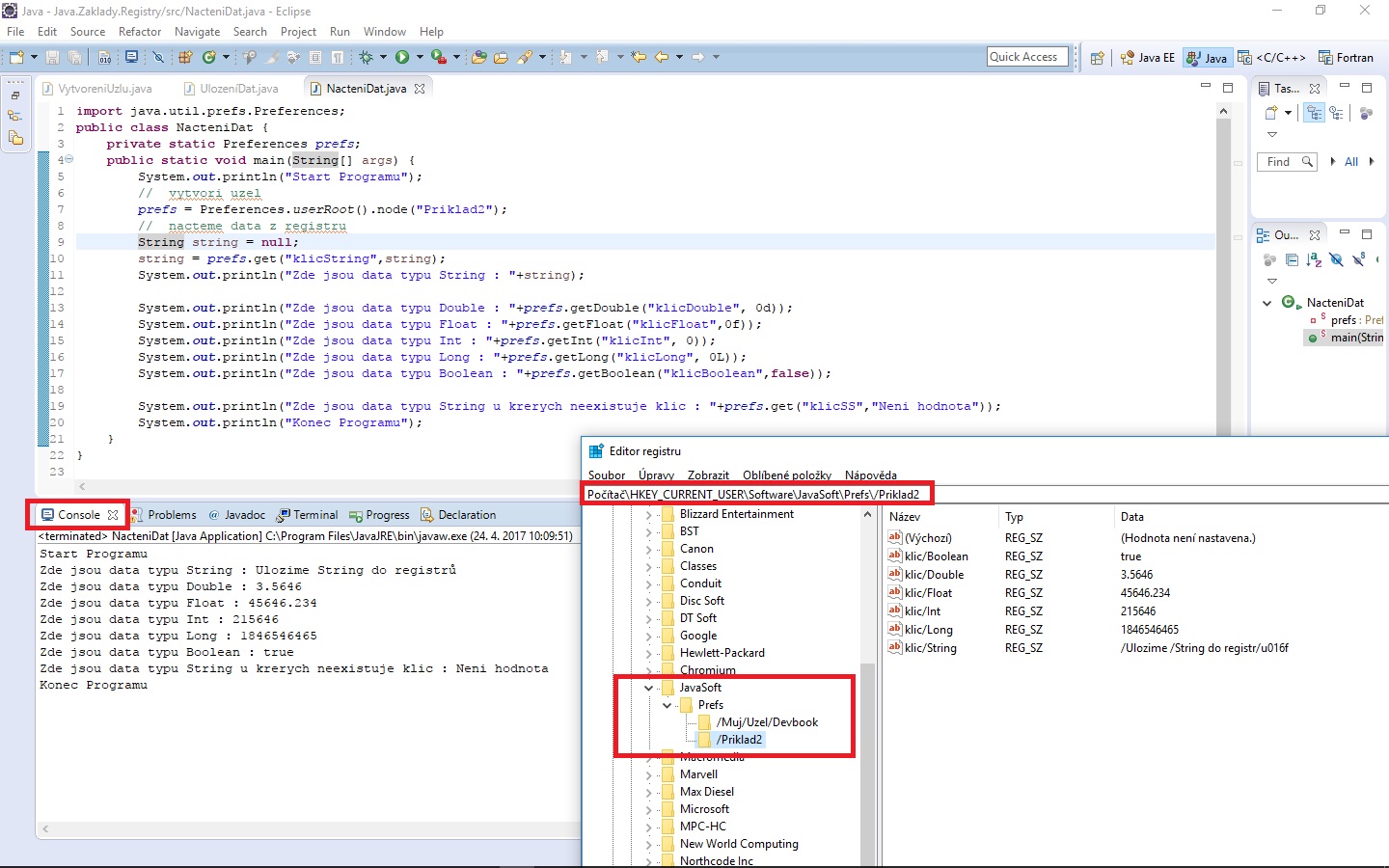 Načítanie dát z registra Windows v Jave - Práca so súbormi v Jave