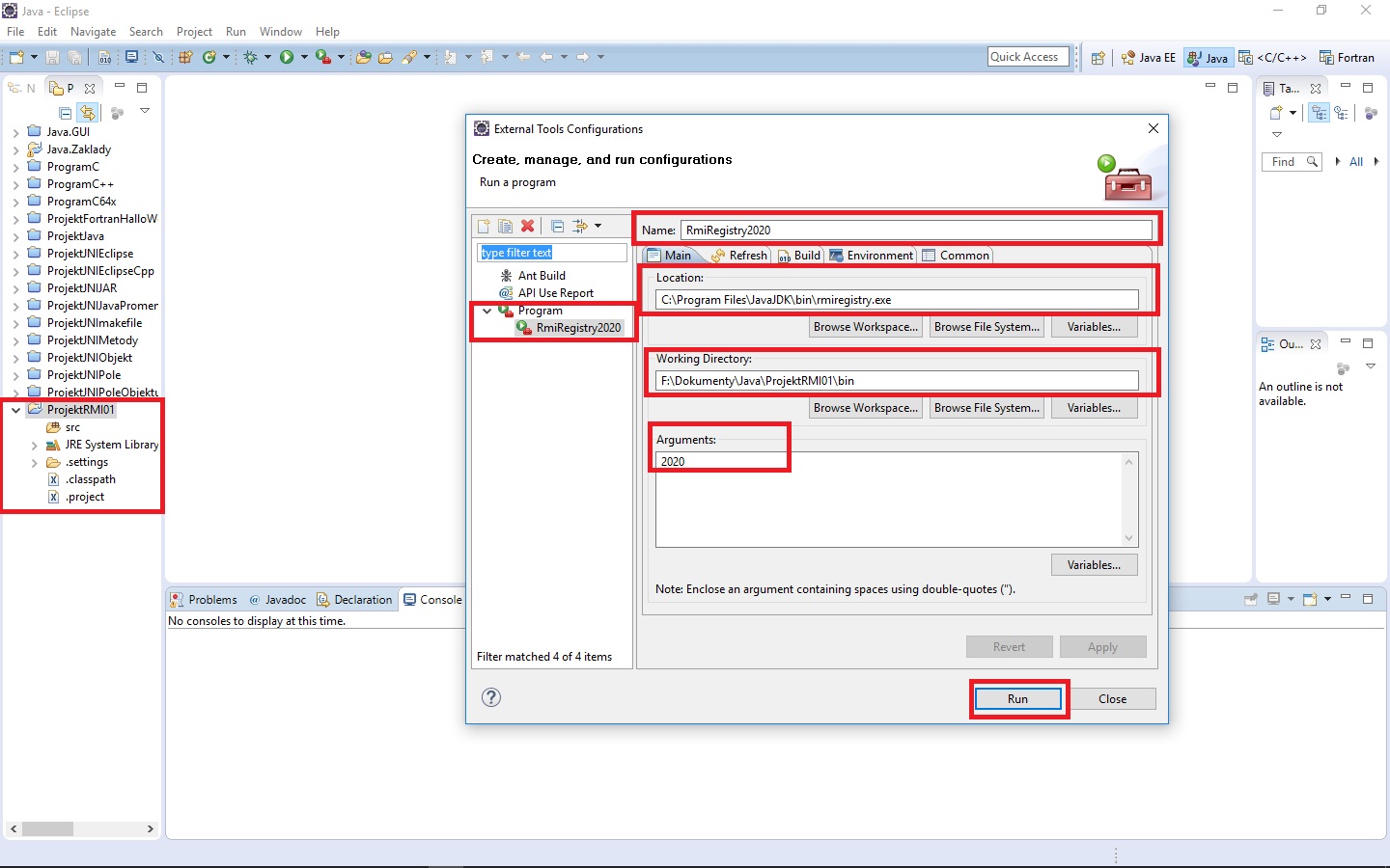 Spusteni RMI Eclipse - RMI - Remote Method Invocation
