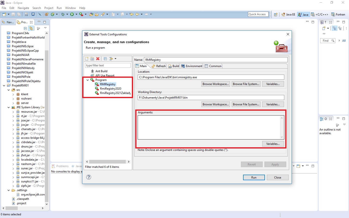 Nastavenie RMI registre - RMI - Remote Method Invocation