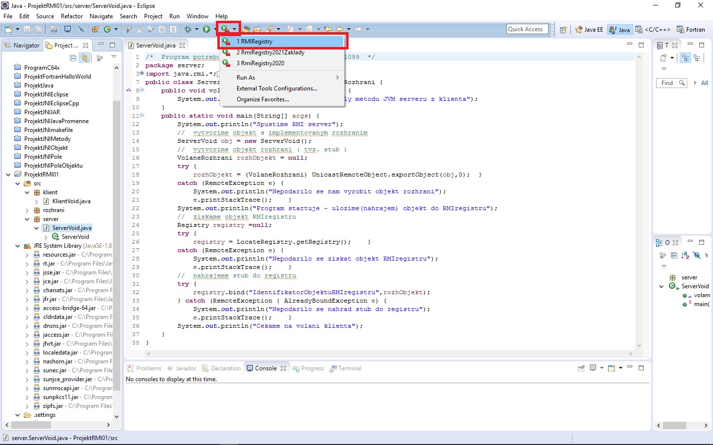 Spustíme RMI registre - RMI - Remote Method Invocation