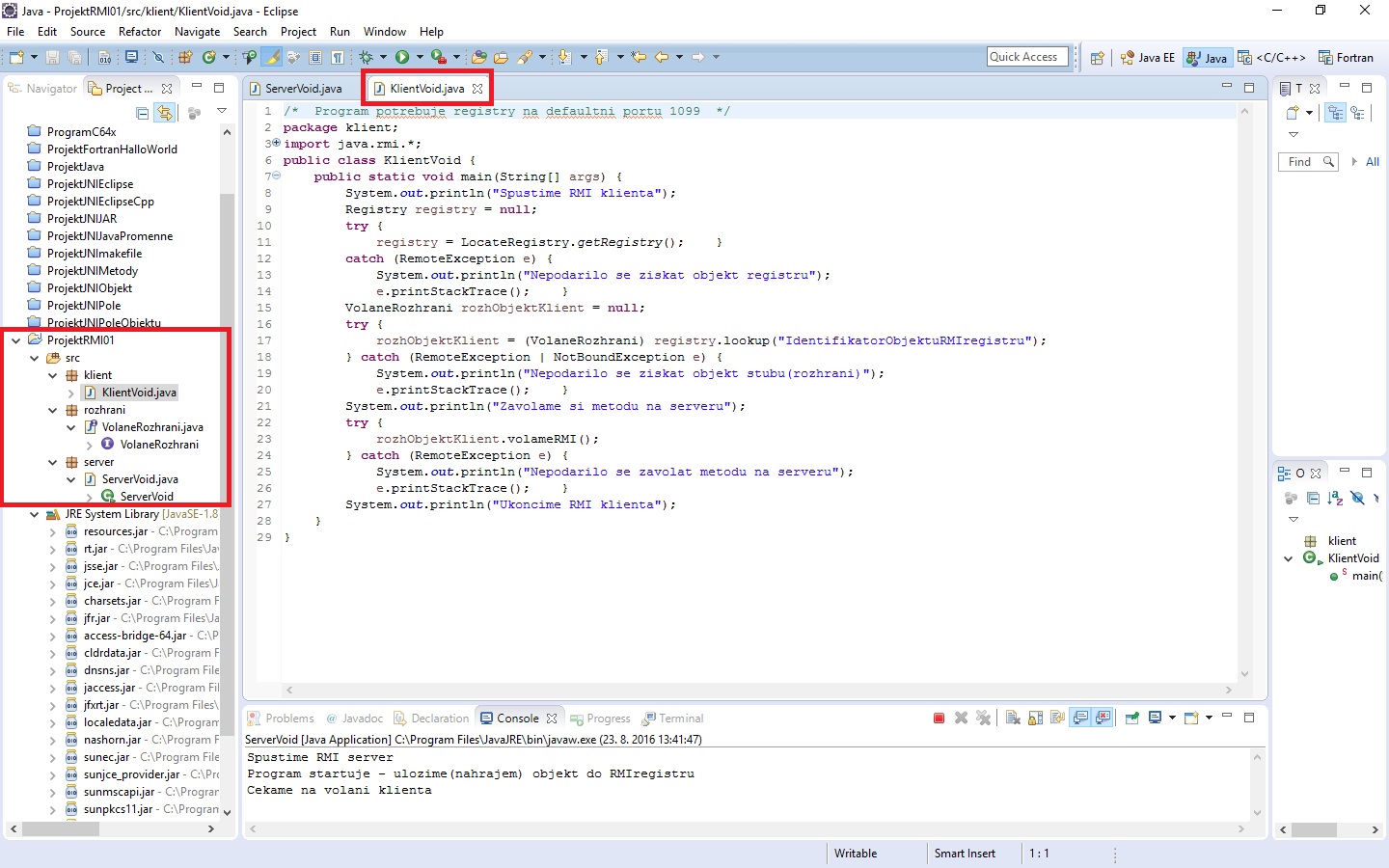 Programujeme RMI klienta v Jave - RMI - Remote Method Invocation