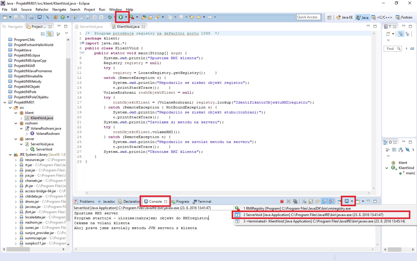 prepínanie konzoly - RMI - Remote Method Invocation