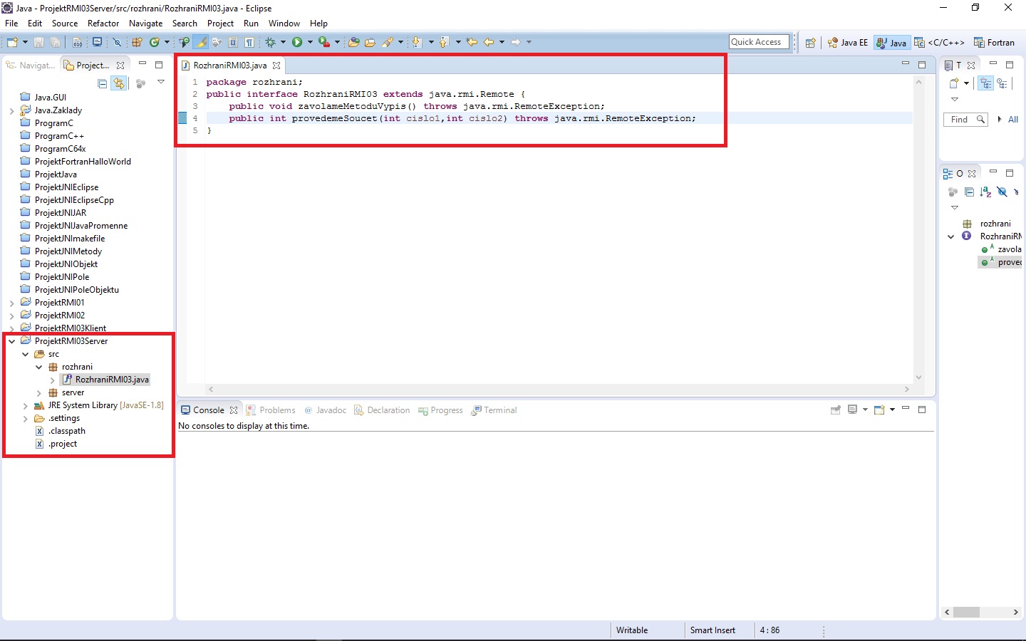 vytvorenie rozhrania - RMI - Remote Method Invocation