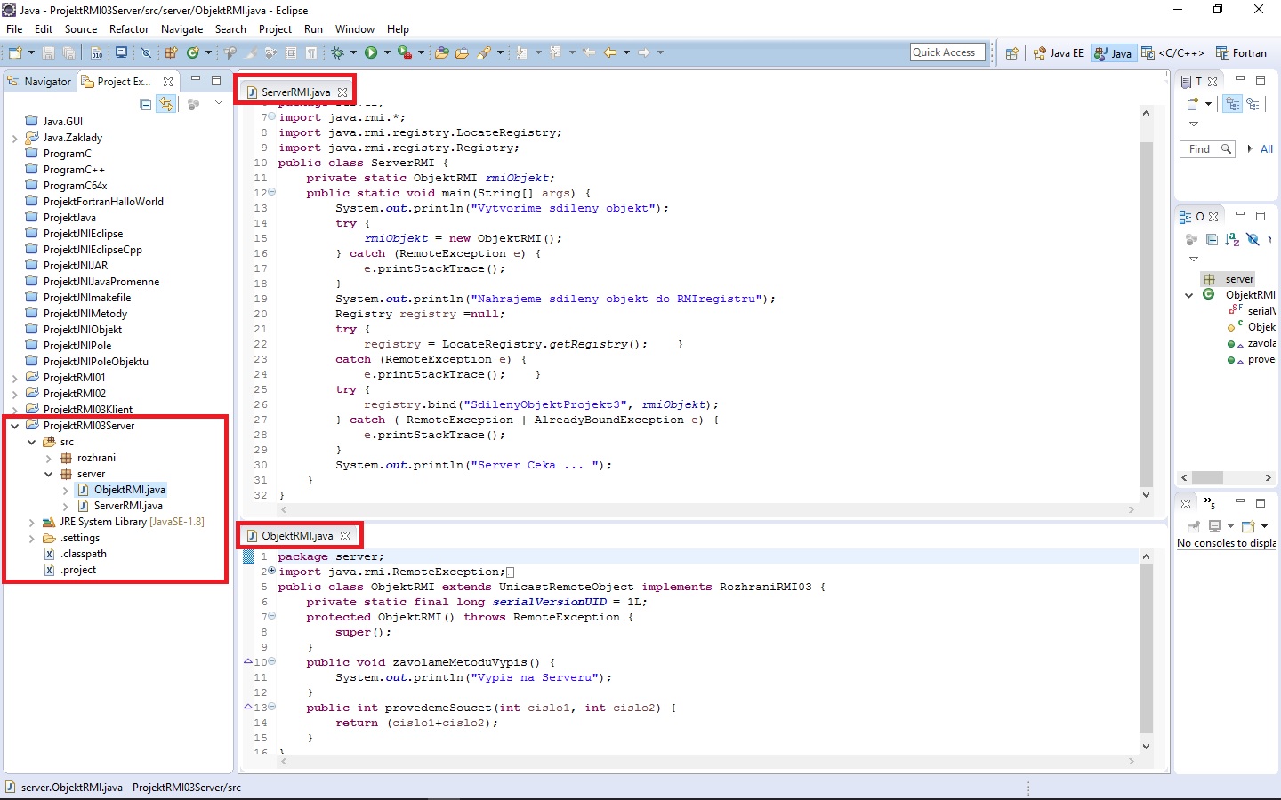 ServerRMI v Jave - RMI - Remote Method Invocation