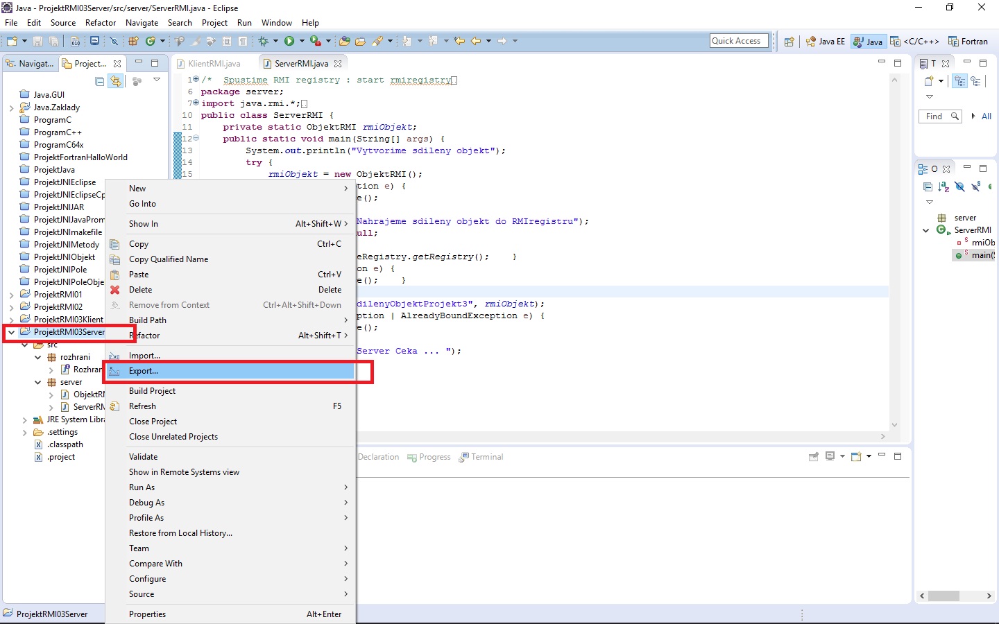 ExportJAR - RMI - Remote Method Invocation