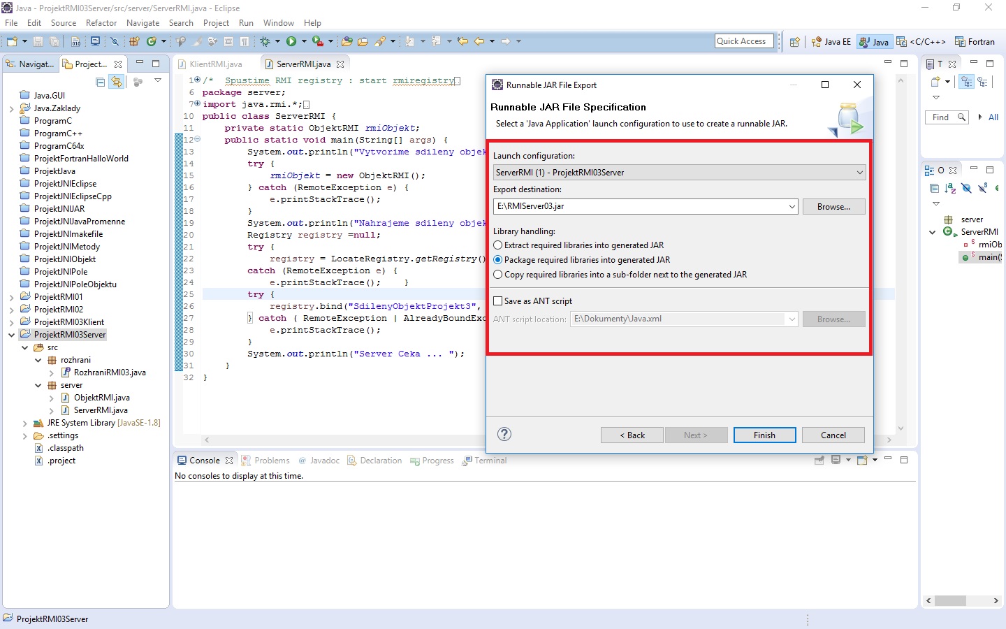 ExportJAR v Java RMI - RMI - Remote Method Invocation