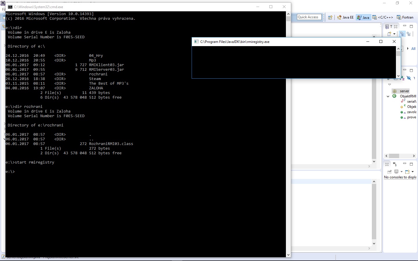 Vypis a RMI registre - RMI - Remote Method Invocation