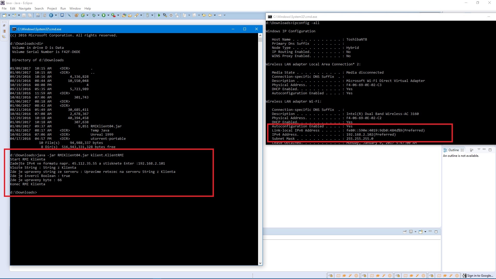 Spustenie Java RMI klienta - RMI - Remote Method Invocation