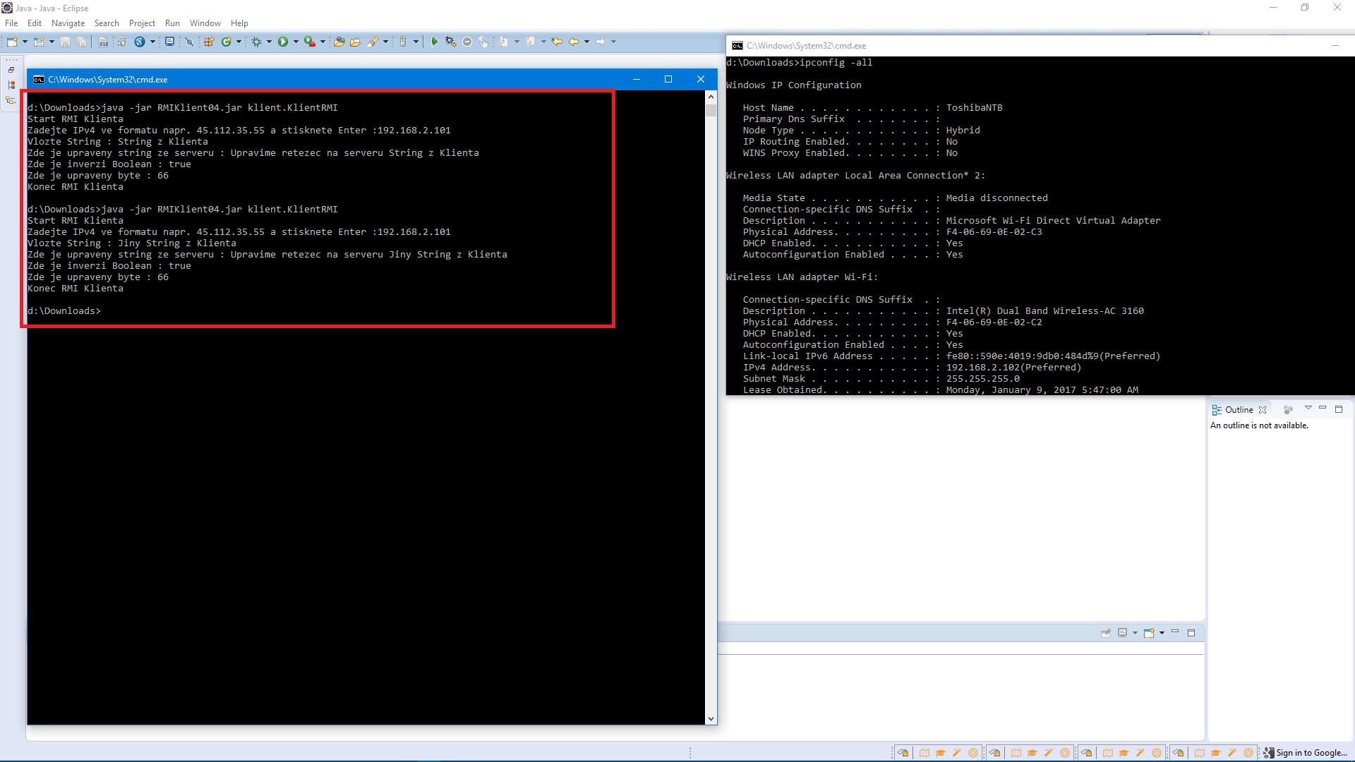 Spustíme Java RMI klienta - RMI - Remote Method Invocation
