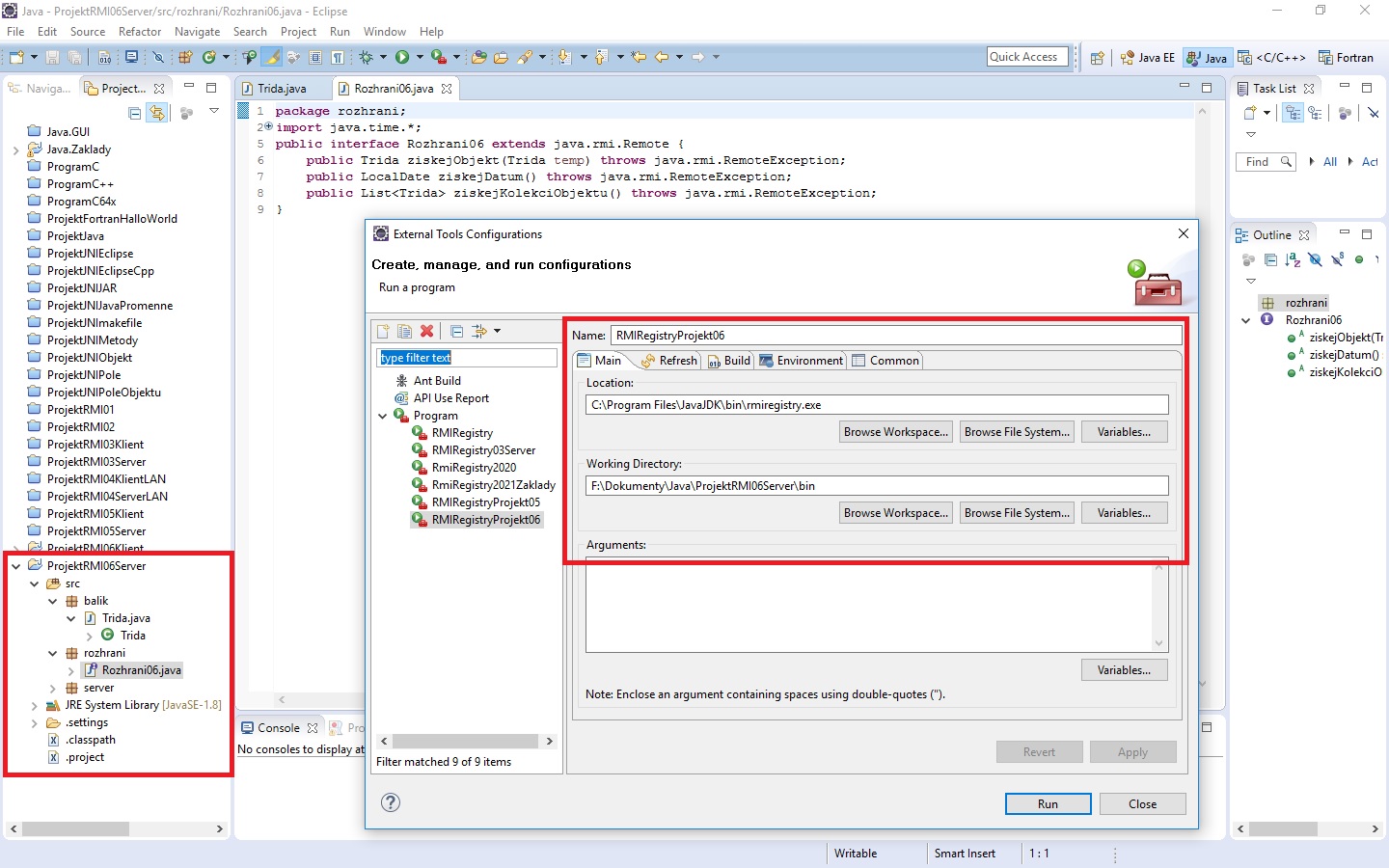 Nastavenie RMI registrov