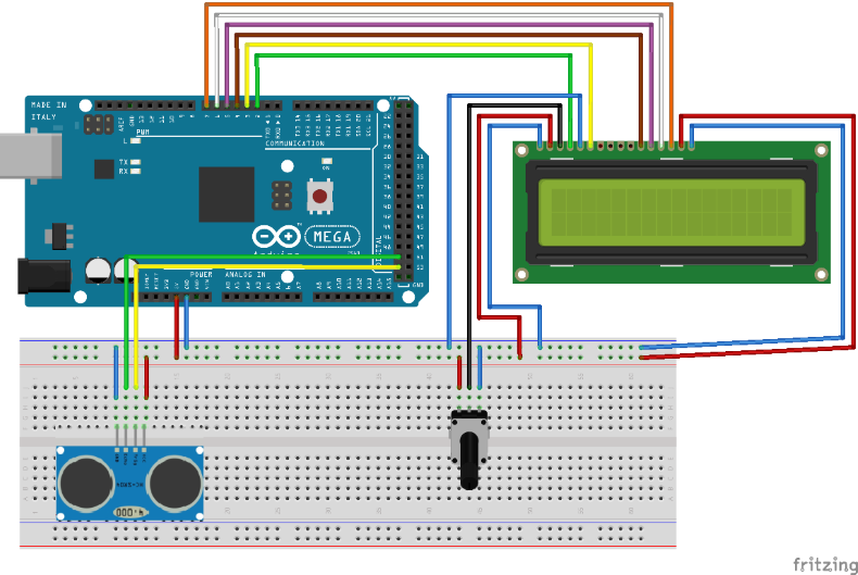 Schéma k Arduino a HC-SR04 - Arduino