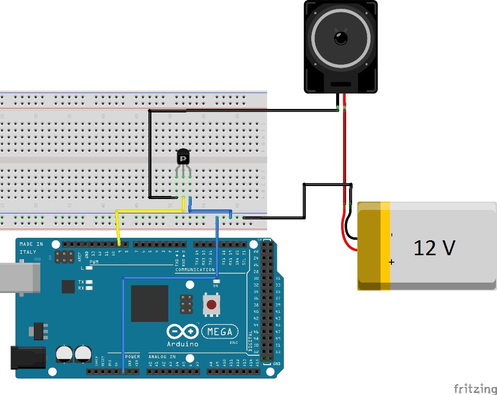 Schéma s tranzistorom - Arduino