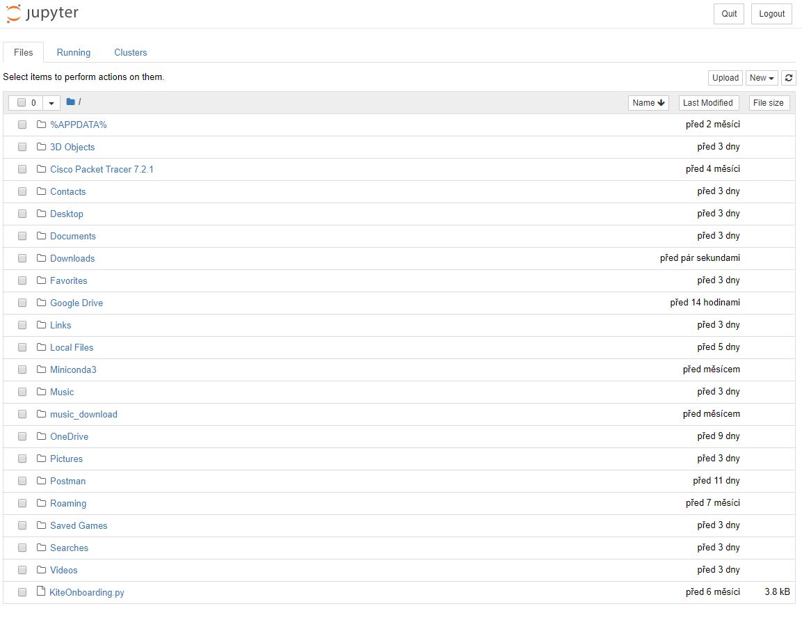 Výpis zložiek v prostredí Jupyter notebook pre Python - Neurónové siete a deep learning v Pythone