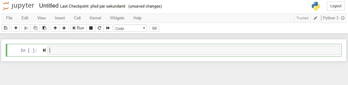 Nový zošit v prostredí Jupyter notebook pre Python - Neurónové siete a deep learning v Pythone