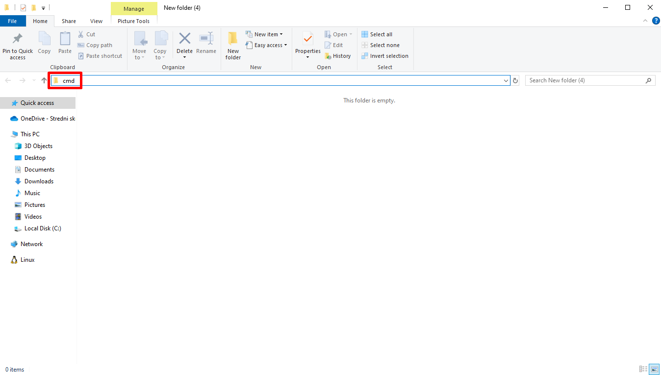 Ako otvoriť cmd v zložke - Základy Django frameworku pre Python