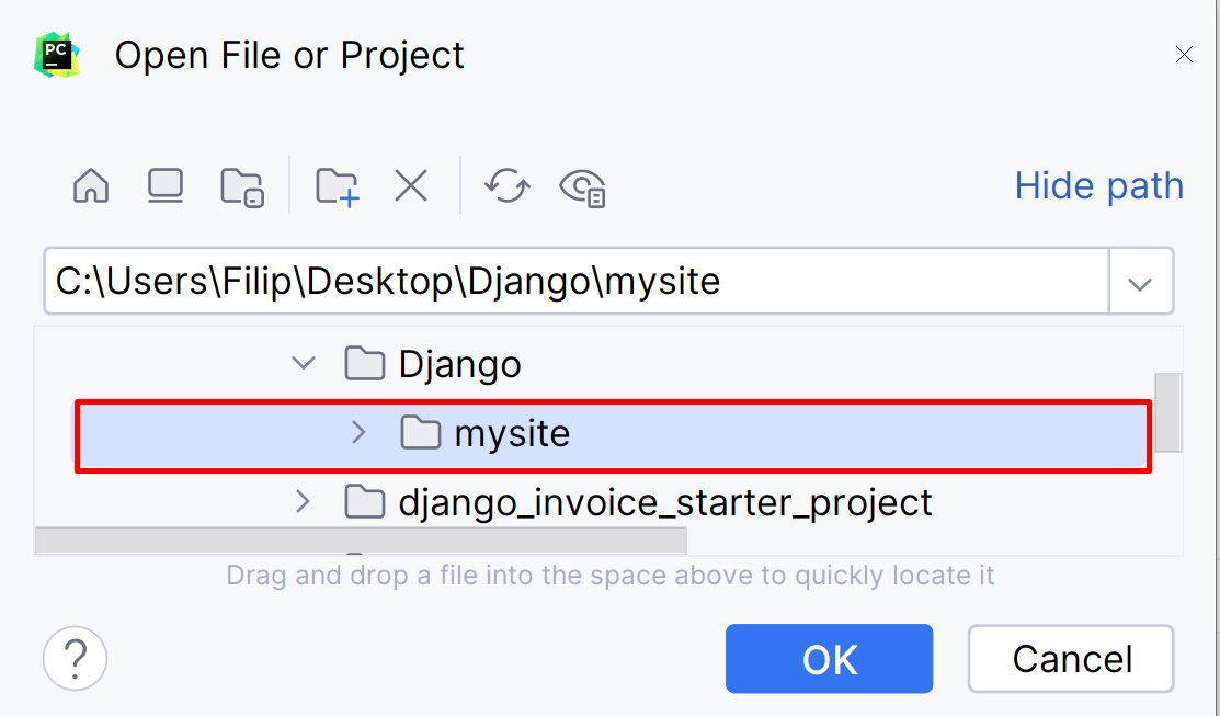 Otvorenie zložky - Základy Django frameworku pre Python